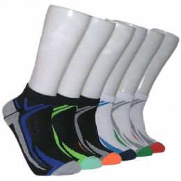 480 Wholesale Men's Racer Stripe Low Cut Ankle Socks