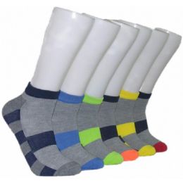 480 Wholesale Men's Sport Stripe Low Cut Ankle Socks