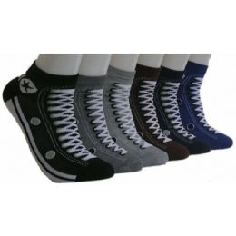 480 Pairs Men's Sneaker Print Low Cut Ankle Socks - Mens Ankle Sock
