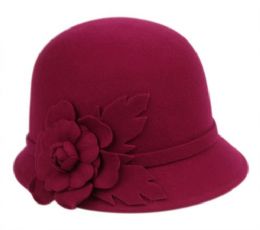12 Pieces Ladies Wool Felt Cloche With Flower Trim And Band - Fashion Winter Hats