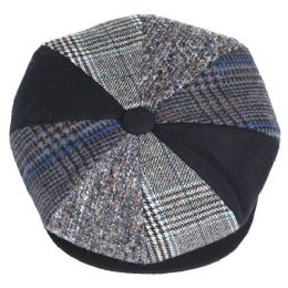 12 Pieces Multi Patch Work Newsboy Cap - Fashion Winter Hats