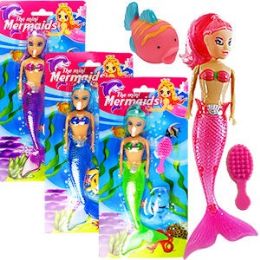 72 Wholesale 3 Piece Mini Mermaid Doll Play Sets