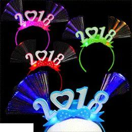 72 Bulk Flashing Fiber Optic New Year's Eve Headbands.