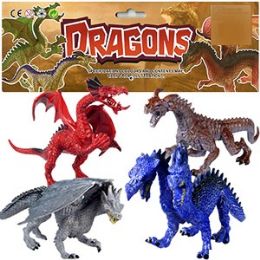 12 Units of 4 Piece Vinyl Dragon Sets - Animals & Reptiles