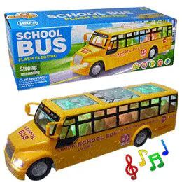 12 Wholesale BumP-N-Go Flashing School Bus W/ Sound.