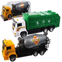 24 Wholesale Friction Powered Trash & Cement Trucks