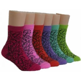 480 Wholesale Girls Patterned Crew Socks
