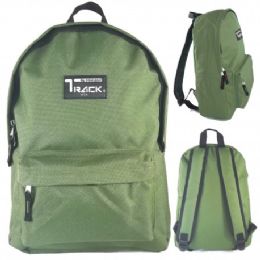 24 Units of 16.5" Track Backpacks In Olive Green Color - Backpacks 16"