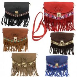 60 Pieces Large Cross Body Bag Butterfly Design W/fringe  - Handbags