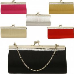 48 Pieces Large Evening Bags W/stones (solid Asst Colors) - Handbags