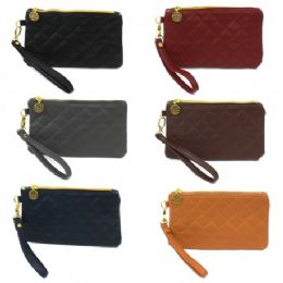 120 Pieces Small Quilted Clutch / Wristlet (dark) - Leather Purses and Handbags