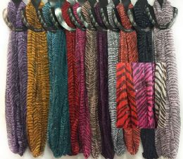 48 Wholesale Light Weight Infinity Circle Scarves Zebra Sequins