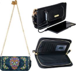 4 Wholesale Montana West Phone Charging Sugar Skull Collection Clutch Navy