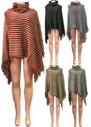 12 Wholesale Stripped Pattern Winter Poncho Cowl Collar Assorted