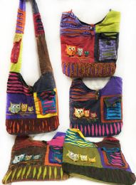 10 Wholesale Nepal Hobo Bags Three Owls With Side Pocket Assorted