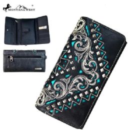 4 Pieces Montana West Embroidered Collection Secretary Style Wallet - Wallets & Handbags