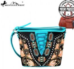 4 Pieces Montana West Embroidered Collection Concealed Handgun Crossbody - Handbags