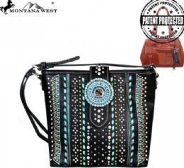 4 Pieces Montana West Concho Collection Concealed Handgun Messenger Bag - Handbags