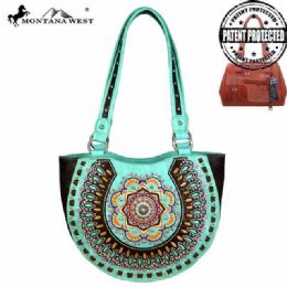 2 Pieces Montana West Concho Collection Concealed Handgun Half Moon Tote - Handbags