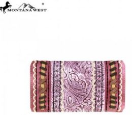 4 Pieces Montana West Tooled Collection Secretary Style Wallet Pink - Wallets & Handbags