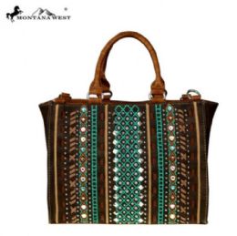 2 Pieces Montana West Tribal Collection Concealed Handgun Satchel Coffee - Handbags