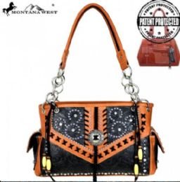 2 Pieces Montana West Concho Collection Concealed Handgun Satchel Purse - Handbags