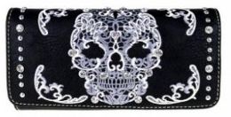 4 Wholesale Montana West Sugar Skull Collection Wallet Black/white