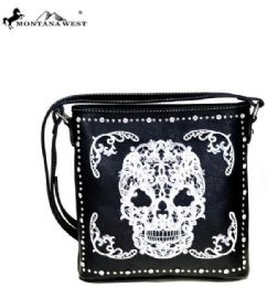 4 Pieces Montana West Sugar Skull Collection Crossbody Bag Black/white - Handbags