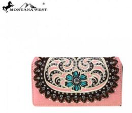 4 Pieces Montana West Concho Collection Secretary Style Wallet Pink - Wallets & Handbags