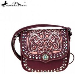 4 Pieces Montana West Concho Collection Crossbody Bag Cut Out Pattern - Handbags