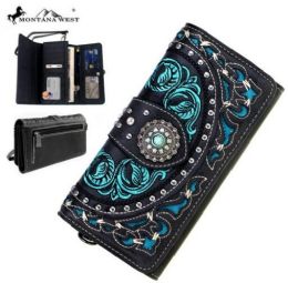 4 Pieces Montana West Concho Collection Wallet Studded Black - Wallets & Handbags