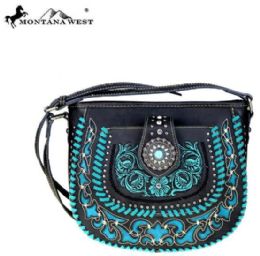 4 Pieces Montana West Concho Collection Crossbody Bag Black - Handbags