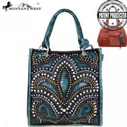 2 Pieces Montana West Bling Bling Collection Concealed Handgun Satchel - Handbags