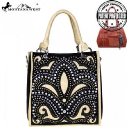 2 Pieces Montana West Bling Bling Collection Concealed Handgun Satchel - Handbags