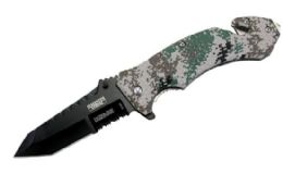 12 Wholesale 8" Spring Assisted Digital Camo Knife With And Belt Cutter