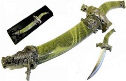 6 Wholesale 13.5" Green Bear Mongolian Dagger With Sheath