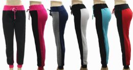 36 Pieces Ladies Fleece Lined Two Tone Leggings With Tie Waste - Assorted Colors Size S-M - Womens Leggings