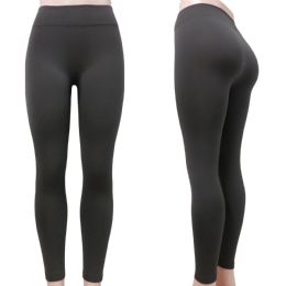 36 Wholesale Women's Fleece Leggings In Charcoal