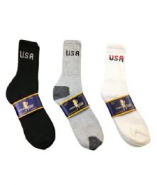 144 Pairs Boys Sport Sock Crew With Logo In White Size 9-11 - Boys Crew Sock