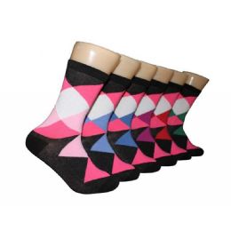 360 Wholesale Women's Argyle Crew Socks