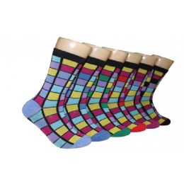 360 Wholesale Women's Stained Glass Print Crew Socks