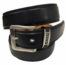 48 Pieces Plain Black Jeans Adult Belt - Mens Belts