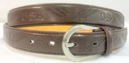 48 Wholesale Brown Leather Usa Eagle Belt