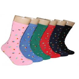 360 Wholesale Women's Colorful Polka Dot Crew Socks