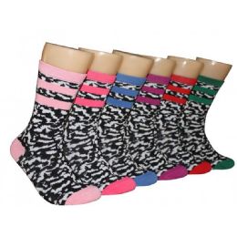 360 Wholesale Women's Zebra And Stripe Crew Socks