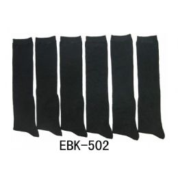 240 Wholesale Ladies Solid Black High Socks