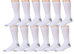 180 Wholesale 180 Pairs Of Slightly Irregular Hanes Crew Socks - White With Gray Heel And Toe (mens 10-13)