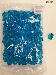 36 Wholesale Plastic Decoration Stones In Aqua Blue