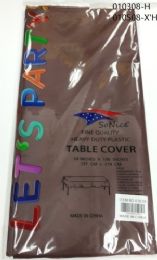 144 Wholesale Heavy Duty Plastic Table Cover In Brown 54x108