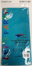 144 Pieces Heavy Duty Plastic Table Cover In Torquoise 54x108 - Table Cloth